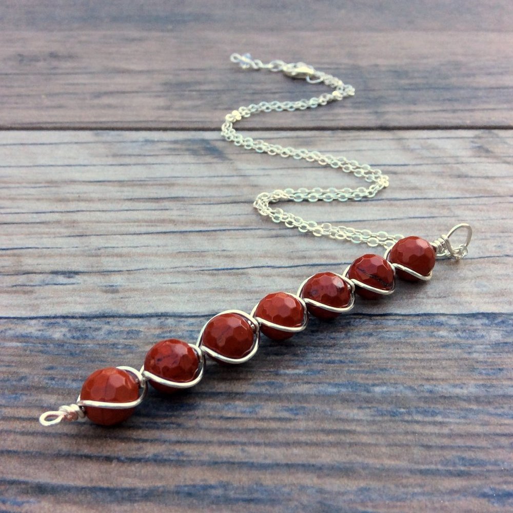 Red Jasper necklace, Root chakra, Sterling Silver, crystal healing